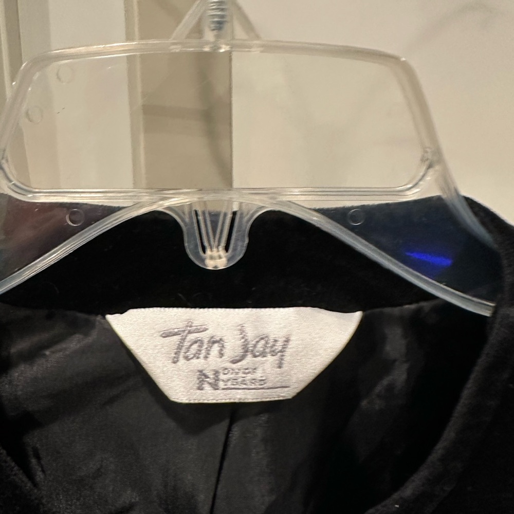TanJay Black Velvet Minimalist Evening Blazer Jacket Medium Vintage Chic - Picture 4 of 7
